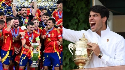 Carlos Alcaraz was actively posting on social media throughout the Euro 2024 final (Reuters) Carlos Alcaraz was actively posting on social media throughout the Euro 2024 final (Reuters)