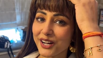 Hina Khan revealed her cancer diagnosis on Instagram last month. Hina Khan revealed her cancer diagnosis on Instagram last month.