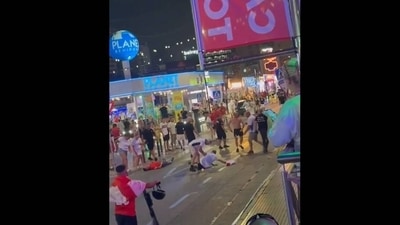 Two left injured in massive brawl as Spain, England fans clash after Euro final Two left injured in massive brawl as Spain, England fans clash after Euro final