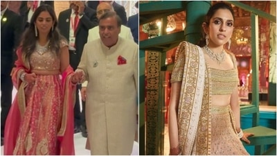 Isha Ambani and Shloka Mehta dazzle in gorgeous lehengas for Anant Ambani and Radhika Merchant's wedding celebrations. (Instagram)