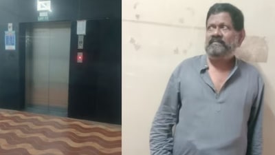 Ravindran Nair (59) was rescued from the lift after almost 48 hours. Ravindran Nair (59) was rescued from the lift after almost 48 hours.