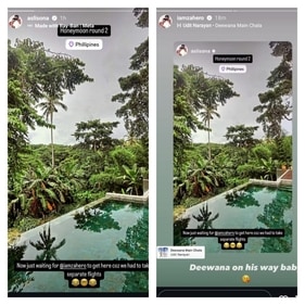 Sonakshi and Zaheer via Instagram Stories. Sonakshi and Zaheer via Instagram Stories.