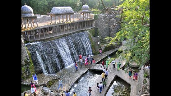 Inaugurated in 1976 and spread over 40 acres in Sector 1, Chandigarh’s Rock Garden is a popular tourist attraction with a footfall of 5,000 per day. (HT Photo)