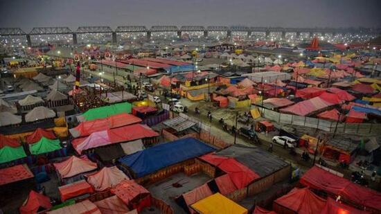 Kumbh-2019 tent city at Sangam in Prayagraj. (HT file)