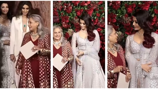 Aishwarya Rai, Jaya Bachchan and Shweta Nanda posed together for paparazzi.