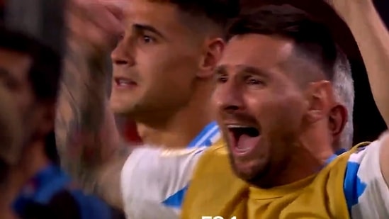 Lionel Messi during his celebration after Argentina lift Copa America