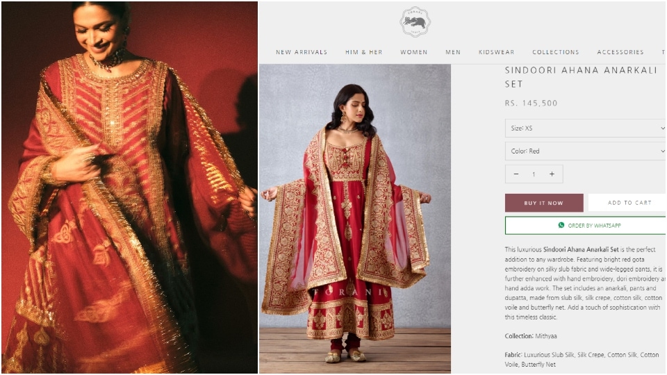 The price of the anarkali suit quite similar to Deepika Padukone's sindoori red anarkali. 