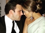 An old photograph of Ben Affleck and  Jennifer Lopez from when they were engaged. 