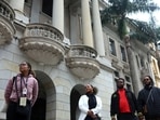 Tourguide Debora Pinheiro, pauses during a tour of Liberdade neighbourhood, to present the Black history of the city, arranged by 'Guia Negro' an organization that aims to disseminate the Black history of the country in Sao Paulo, Brazil. Exploring Sao Paulo’s Liberdade: Blend of Japanese culture and forgotten Black history 
