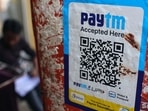 Paytm share price today: A QR code for the Paytm digital payment system at a store in Mumbai.(Bloomberg) Paytm share price today: A QR code for the Paytm digital payment system at a store in Mumbai.(Bloomberg)