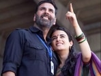 Akshay Kumar and Radhikka Madan in a still from Sarfira. Akshay Kumar and Radhikka Madan in a still from Sarfira.