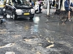 Mumbai, India. July, 15, 2024: Several potholes on SV Road at Lucky junction in Bandra west in Mumbai. July 15, 2024. (Photo by Raju Shinde/HT Photo) Mumbai, India. July, 15, 2024: Several potholes on SV Road at Lucky junction in Bandra west in Mumbai. July 15, 2024. (Photo by Raju Shinde/HT Photo)