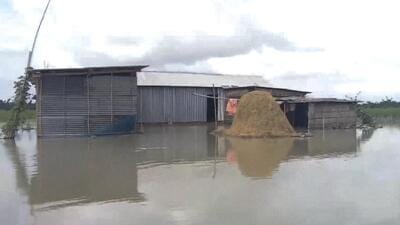 A flooded area in Assam. (PTI Photo) A flooded area in Assam. (PTI Photo)