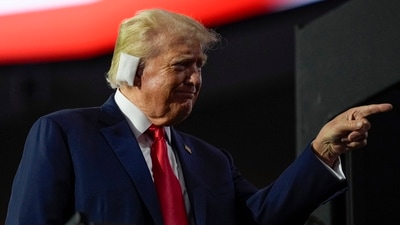 Republican presidential candidate former President Donald Trump attends the first day of the Republican National Convention, Monday, July 15, 2024, in Milwaukee. (AP) Republican presidential candidate former President Donald Trump attends the first day of the Republican National Convention, Monday, July 15, 2024, in Milwaukee. (AP)