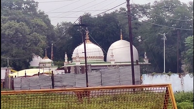 Dhar [Madhya Pradesh], Jul 15 (ANI): A view of the Bhojshala Temple as Archaeological Survey of India (ASI) submits survey report on Bhojshala complex before Madhya Pradesh High Court, in Dhar on Monday. (ANI Photo) (ANI)
