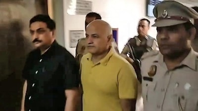 Former Delhi deputy chief minister and Aam Aadmi Party leader Manish Sisodia in custody in connection with the Delhi excise policy case. (ANI file photo)