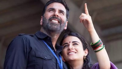 Akshay Kumar and Radhikka Madan in a still from Sarfira. Akshay Kumar and Radhikka Madan in a still from Sarfira.
