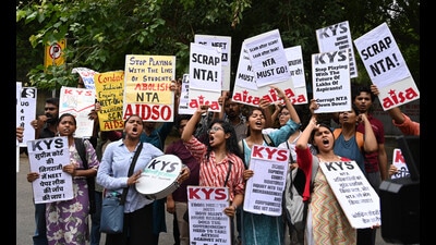 Protests erupted across the country amid allegations of paper leaks and arbitrary allowance of grace marks in NEET-UG 2024. (HT Photo) Protests erupted across the country amid allegations of paper leaks and arbitrary allowance of grace marks in NEET-UG 2024. (HT Photo)