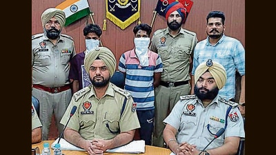 The accused in custody of Ludhiana police on Tuesday. (HT Photo) The accused in custody of Ludhiana police on Tuesday. (HT Photo)