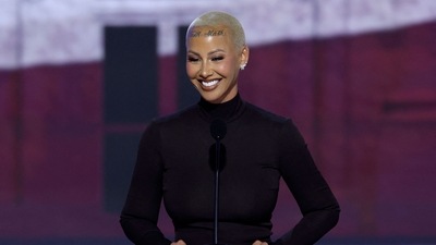Rapper & Influencer Amber Rose speaks on stage on the first day of the Republican National Convention at the Fiserv Forum on July 15, 2024 in Milwaukee, Wisconsin. (Photo by CHIP SOMODEVILLA / GETTY IMAGES NORTH AMERICA / Getty Images via AFP) (Getty Images via AFP)