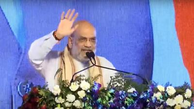 Union home minister and BJP leader Amit Shah addressing the Backward Class Samman Sammelan in Mahedragarh, Haryana, on Tuesday. (PTI Photo) Union home minister and BJP leader Amit Shah addressing the Backward Class Samman Sammelan in Mahedragarh, Haryana, on Tuesday. (PTI Photo)