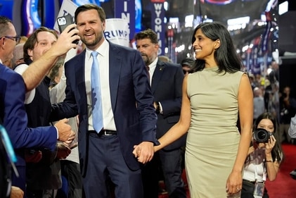 Usha Chilukuri Vance with husband, JD Vance Usha Chilukuri Vance with husband, JD Vance
