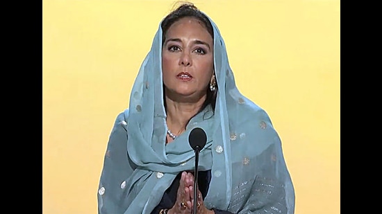 Civil Rights attorney and Republican Party leader Harmeet Dhillon offers 'Ardas' at the Republican National Convention, in Milwaukee on Monday. (ANI Photo) (Rep. National Convention/Youtube)