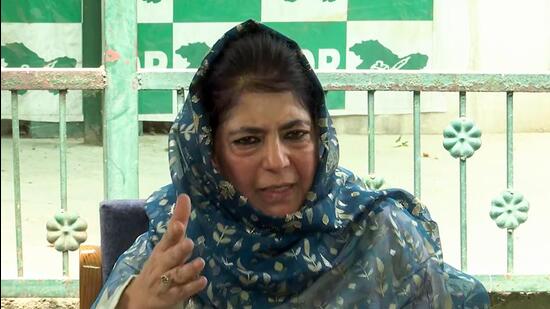 Former J&K CM Mehbooba Mufti addresses a press conference on killing of four army personnel in Doda encounter. (ANI) Former J&K CM Mehbooba Mufti addresses a press conference on killing of four army personnel in Doda encounter. (ANI)