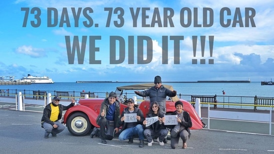 In their 73-year-old car, a Gujarati family travelled from Ahmedabad to London in 73 days. (Instagram/@mylalpari)