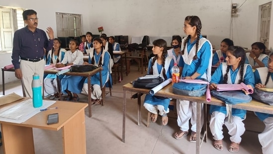 Students studying at a government secondary school in Prayagraj. (HT file)