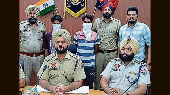 The accused in custody of Ludhiana police on Tuesday. (HT Photo)