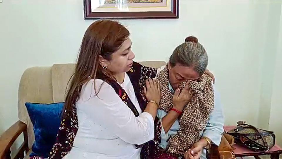Captain Brijesh Thapa’s mother Nilima Thapa breaks into tears in Siliguri on Tuesday. Captain Brijesh Thapa’s mother Nilima Thapa breaks into tears in Siliguri on Tuesday.