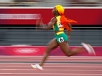 Shelly-Ann Fraser-Pryce, of Jamaica during a race. Shelly-Ann Fraser-Pryce, of Jamaica during a race.