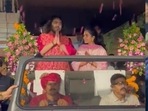 Anant Ambani and Radhika Merchant welcomed in in Jamnagar. 