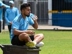Umran Malik during training session ahead of first ODI vs West Indies(AFP) Umran Malik during training session ahead of first ODI vs West Indies(AFP)
