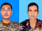 Captain Brijesh Thapa (left) and sepoy Bijendra who were killed in the encounter between security forces and terrorists in Doda district on July 16,(PTI) Captain Brijesh Thapa (left) and sepoy Bijendra who were killed in the encounter between security forces and terrorists in Doda district on July 16,(PTI)