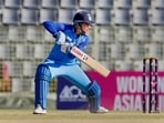 Smriti Mandhana plays a shot. Smriti Mandhana plays a shot.