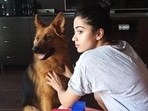 A throwback picture of Rashmika Mandanna with her family pet Maxi. A throwback picture of Rashmika Mandanna with her family pet Maxi.
