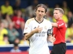 Real Madrid's Luka Modric reacts during the Spanish La Liga soccer match between Villareal and Real Madrid Real Madrid's Luka Modric reacts during the Spanish La Liga soccer match between Villareal and Real Madrid
