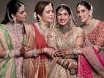 Nita Ambani poses for a beautiful pic with Isha Ambani, Shloka Mehta, and Radhika Merchant. Nita Ambani poses for a beautiful pic with Isha Ambani, Shloka Mehta, and Radhika Merchant.