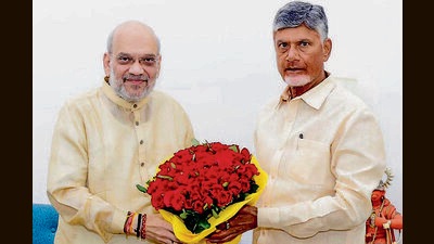 Andhra Pradesh CM N Chandrababu Naidu calls on Union home minister Amit Shah in New Delhi. (ANI PHOTO) Andhra Pradesh CM N Chandrababu Naidu calls on Union home minister Amit Shah in New Delhi. (ANI PHOTO)