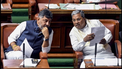 Bengaluru, July 15 (ANI): Karnataka Chief Minister Siddaramaiah with State Deputy Chief Minister DK Shivakumar attend the proceedings on the first day of monsoon session of State Assembly, in Bengaluru on Monday. (ANI Photo) (Arunkumar Rao) Bengaluru, July 15 (ANI): Karnataka Chief Minister Siddaramaiah with State Deputy Chief Minister DK Shivakumar attend the proceedings on the first day of monsoon session of State Assembly, in Bengaluru on Monday. (ANI Photo) (Arunkumar Rao)