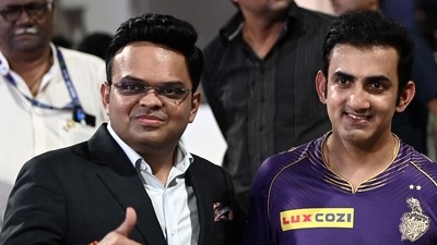 Jay Shah (L), secretary of the Board of Control for Cricket in India (BCCI) poses next to ex-Kolkata Knight Riders' team mentor Gautam Gambhir (AFP) Jay Shah (L), secretary of the Board of Control for Cricket in India (BCCI) poses next to ex-Kolkata Knight Riders' team mentor Gautam Gambhir (AFP)