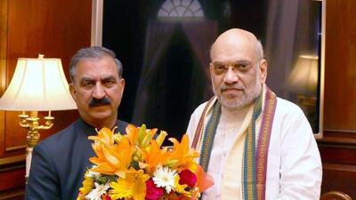 Himachal CM Sukhvinder Sukhu and Union home minister Amit Shah in New Delhi. (File)