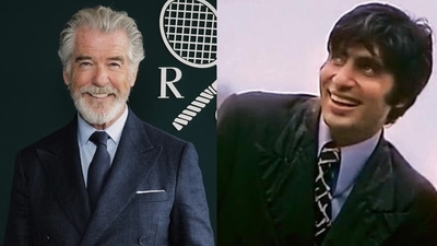 Pierce Brosnan at Wimbledon; Amitabh Bachchan in Manzil's Rim Jhim Gire Sawan Pierce Brosnan at Wimbledon; Amitabh Bachchan in Manzil's Rim Jhim Gire Sawan