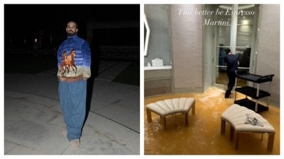 Rapper Drake shared a video on Instagram that appears to show flooding at his mansion. Rapper Drake shared a video on Instagram that appears to show flooding at his mansion.