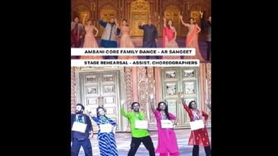 The choreographers shared a behind-the-scenes video of Ambani sangeet practice. The choreographers shared a behind-the-scenes video of Ambani sangeet practice.