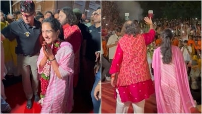 Radhika Merchant visits Jamnagar with Anant Ambani. (Instagram ) Radhika Merchant visits Jamnagar with Anant Ambani. (Instagram )
