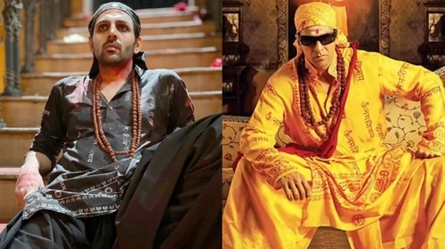Kartik Aaryan in Bhool Bhulaiyaa 2 and Akshay Kumar in Bhool Bhulaiyaa Kartik Aaryan in Bhool Bhulaiyaa 2 and Akshay Kumar in Bhool Bhulaiyaa