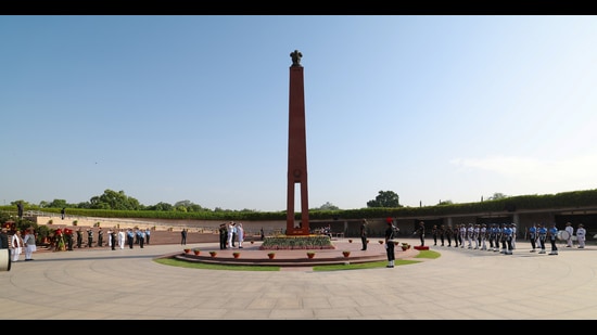 The National War Memorial, as a new entity, also has redefined the authorised rituals associated with national festivities.. (HT PHOTO/ Hindustan Times) (Hindustan Times)